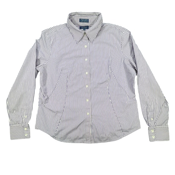 Faconnable Tops - Faconnable Purple Striped Button Down Long Sleeve Shirt Women XL